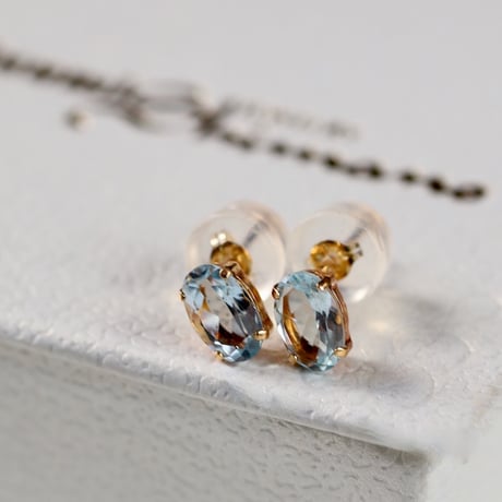 大粒✧︎アクアマリン リーフカービング ピアス アクアマリンピアス | STORES