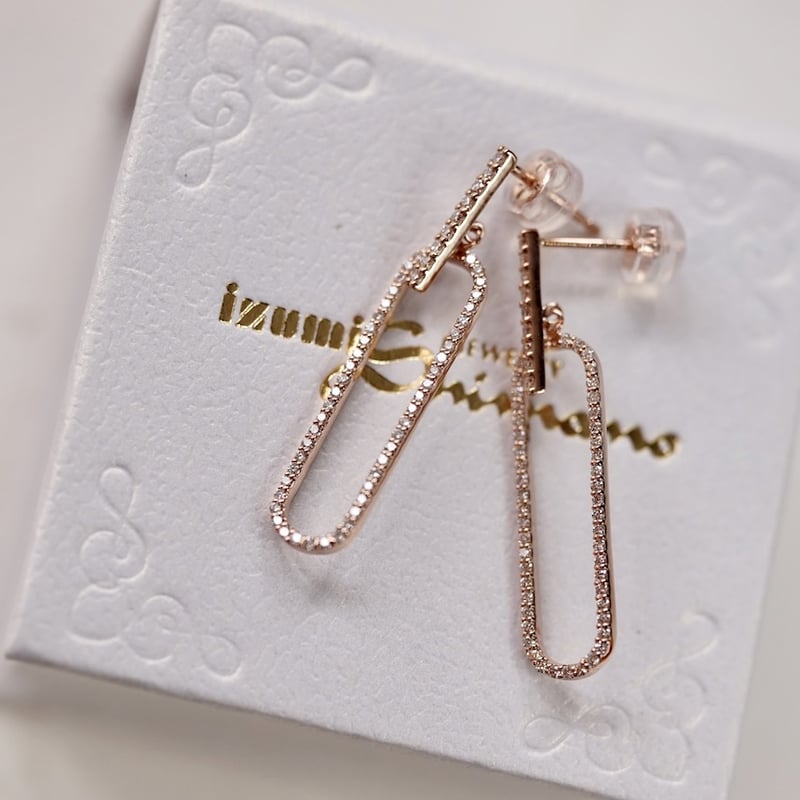 ダイヤモンドペーパークリップピアス（オールダイヤモンド） | izumi