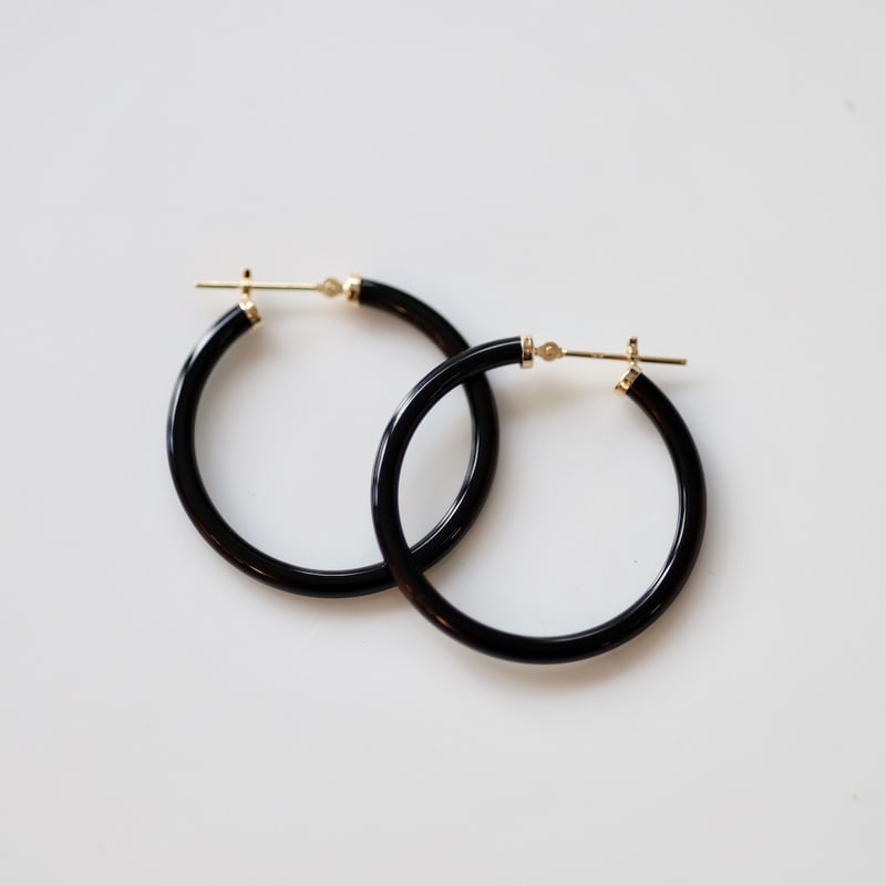 極美品 k14 ジュエリーツツミ フープピアス オニキス コンビネーション オニキスのフープピアス | izumi ジュエリーシマノ