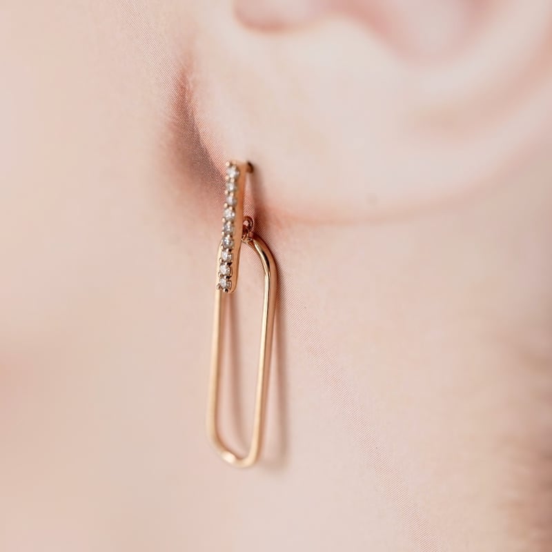 ダイヤモンド ペーパークリップ ピアス k18 ダイヤモンドペーパークリップピアス (ダイヤモンド&地金