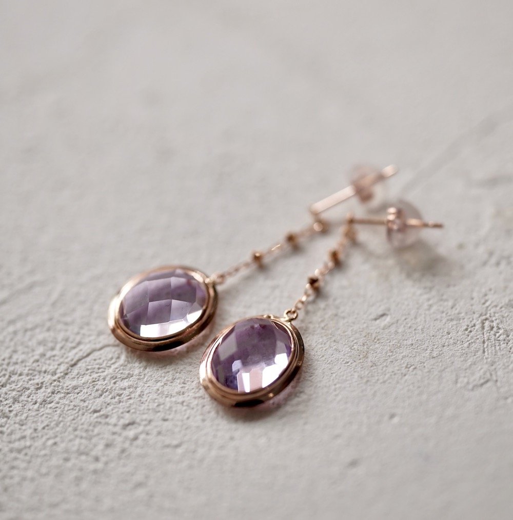 大きなピンクアメジストのピアス | izumi ジュエリーシマノ