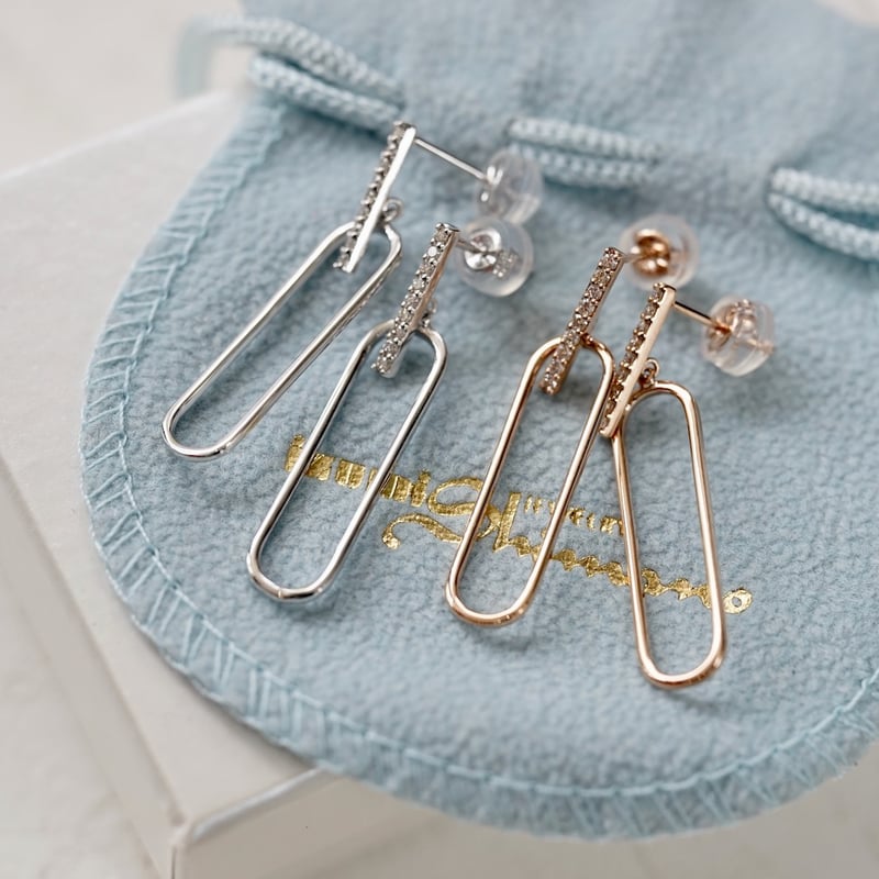 ダイヤモンドペーパークリップピアス (ダイヤモンド＆地金） | izumi