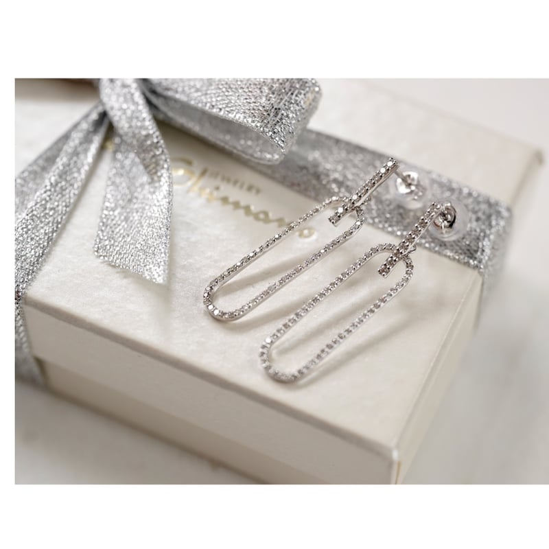 ダイヤモンドペーパークリップピアス（オールダイヤモンド） | izumi