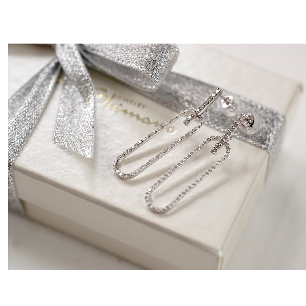 ダイヤモンドペーパークリップピアス（オールダイヤモンド） | izumi