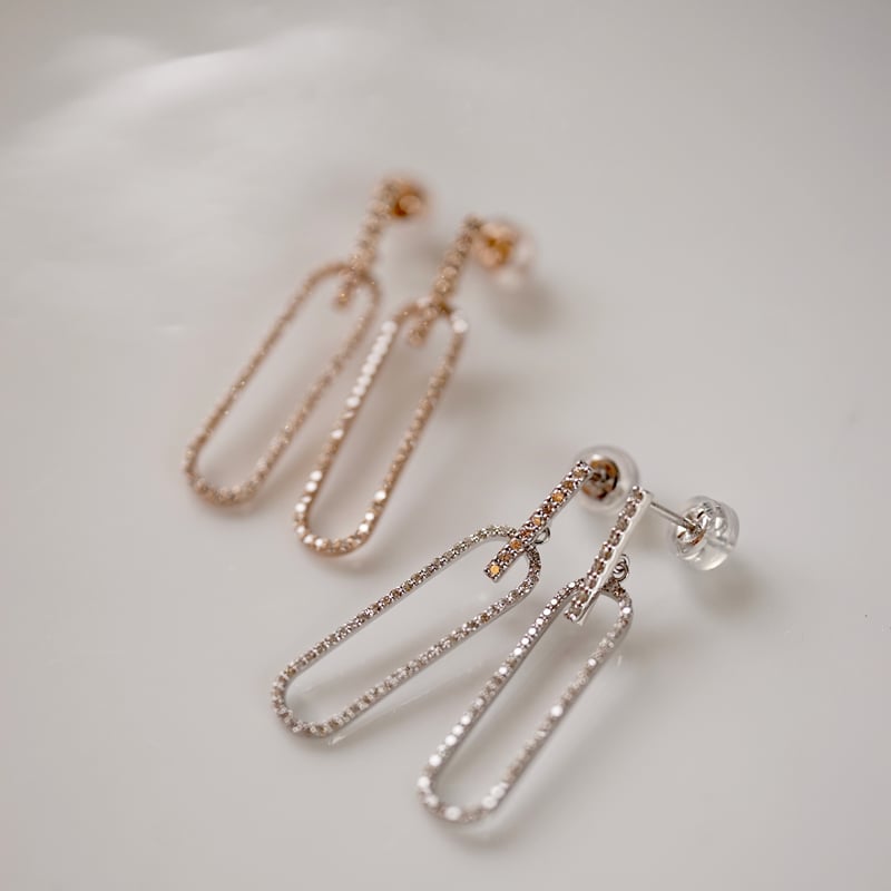 ダイヤモンドペーパークリップピアス（オールダイヤモンド） | izumi