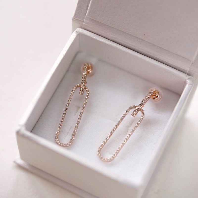 ダイヤモンドペーパークリップピアス（オールダイヤモンド） | izumi
