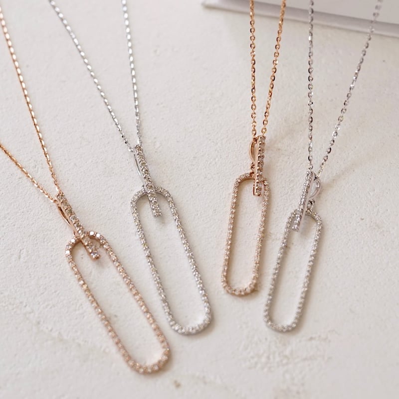 ダイヤモンドペーパークリップネックレス（2サイズ） | izumi