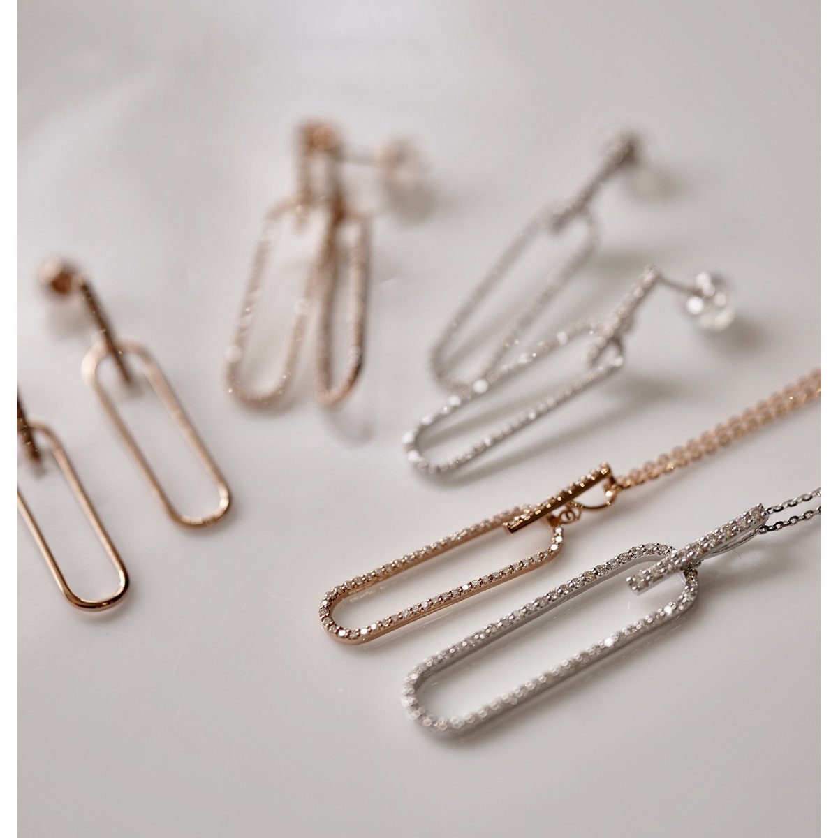 ダイヤモンドペーパークリップピアス (ダイヤモンド＆地金） | izumi