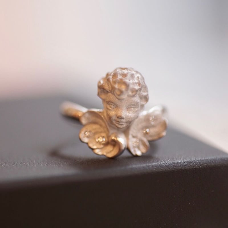 【美品】角江千代治　シルバーリング　ハート　天使の羽　925 15号　希少 角江千代治 シルバーリング ハート 天使の羽 925 15号 希少
