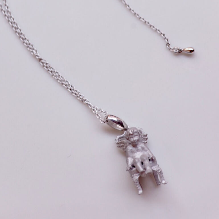 k18 彫刻家角江千代治先生 思いを馳せる天使 ペンダントネックレス