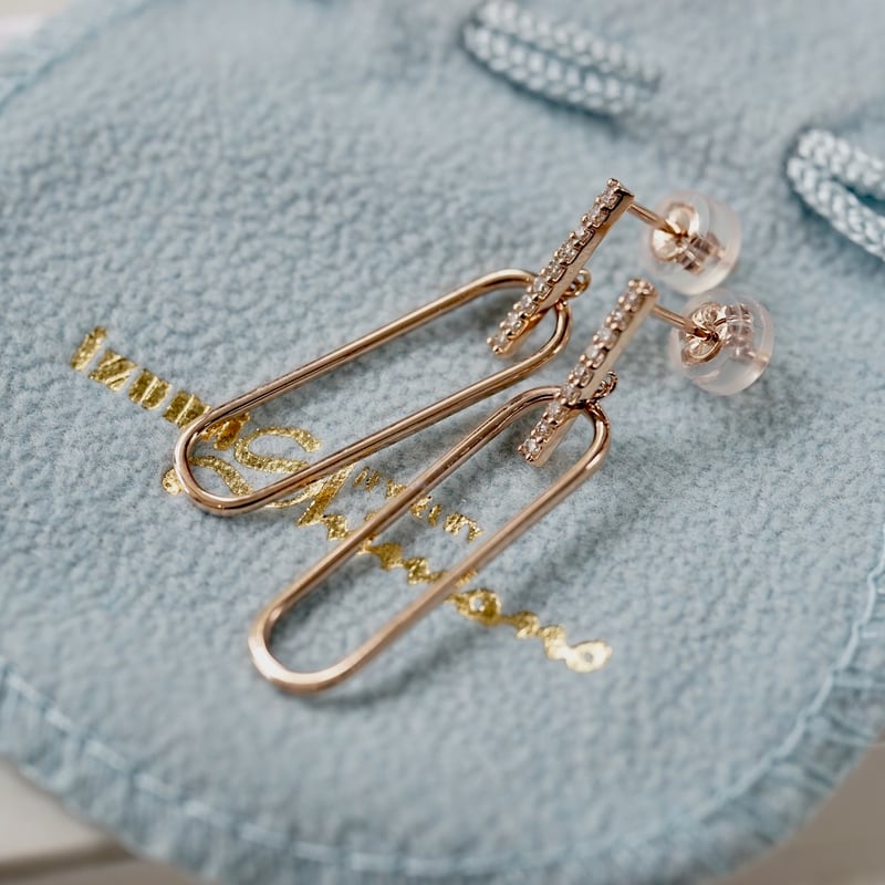 ダイヤモンドペーパークリップピアス (ダイヤモンド＆地金