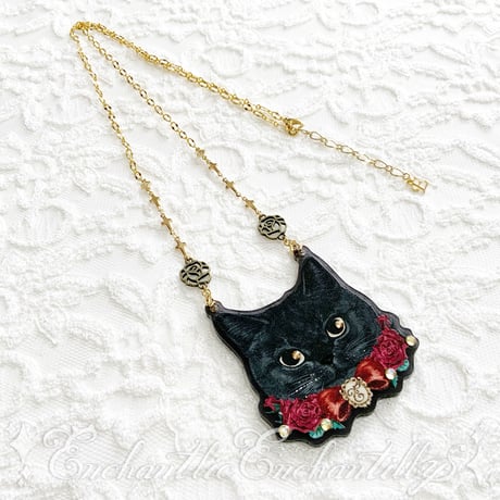 黒猫のローズちゃん ネックレス(アクリル 3バージョン）