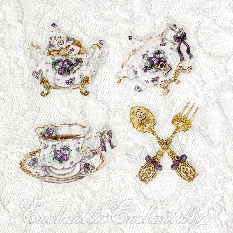 すみれのお茶会ティーセット オリジナルステッカー | Enchantlic