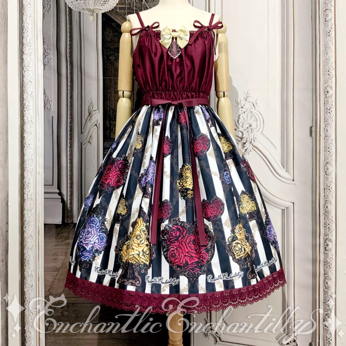 EnchantlicEnchantilly　トランプローズジャンスカ トランプローズ シャンタンJSK(エンジ) | Enchantlic Enchantilly