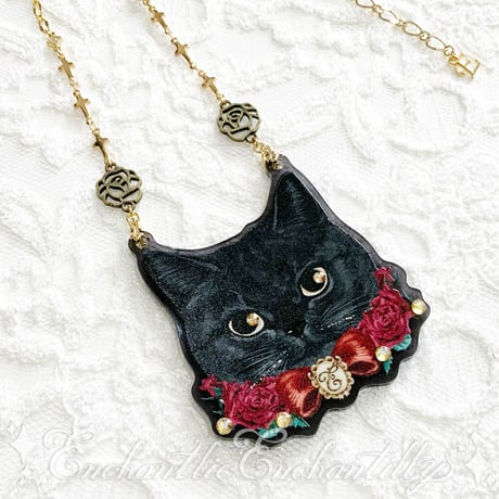 黒猫のローズちゃん ネックレス(アクリル 3バージョン）
