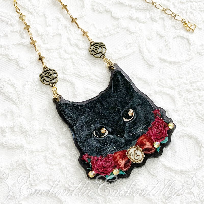 黒猫のローズちゃん ネックレス(アクリル 3バージョン） | Enchantlic