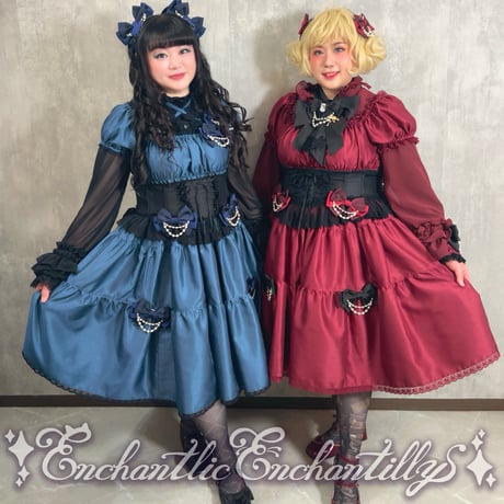 ワンダーティアードワンピース〜ヴィクトリアン ワインレッド〜（2サイズ展開）