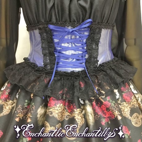 【試着のみ】EnchantlicEnchantilIy リボンコルセット 黒白 Enchantlic EnchantilIy／チュールレースリボンコルセット