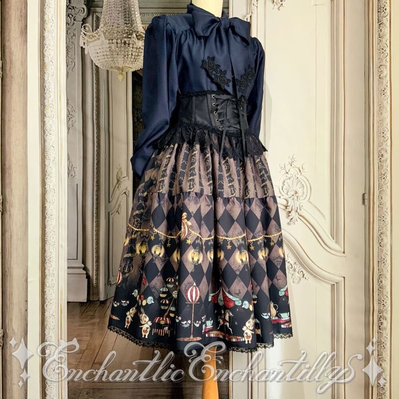 Enchantlic EnchantilIy 真夜中のパルコフェリーチェスカート ご予約】真夜中のパルコフェリーチェ ティアードスカート《2サイズ展開