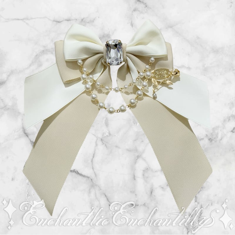 宝石箱パールリボンブローチ (アイボリー×生成) | Enchantlic Enchantil