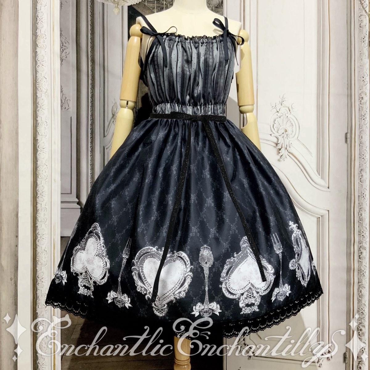 Enchantlic Enchantilly トランプティータイム柄JSK トランプティータイム シャンタンJSK | Enchantlic Enchantilly o