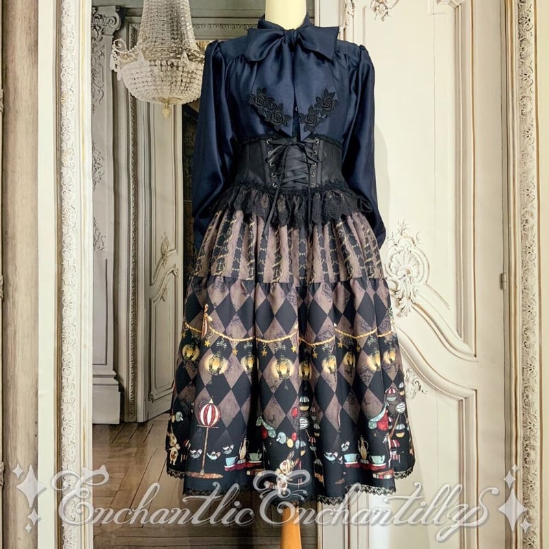 Enchantlic EnchantilIy 真夜中のパルコフェリーチェスカート ご予約】真夜中のパルコフェリーチェ ティアードスカート《2サイズ展開