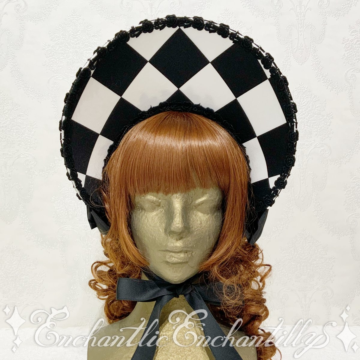 Victorian maiden ハーフボンネット 黒レース Harvest Lacey Bonnet by Victorian Maiden