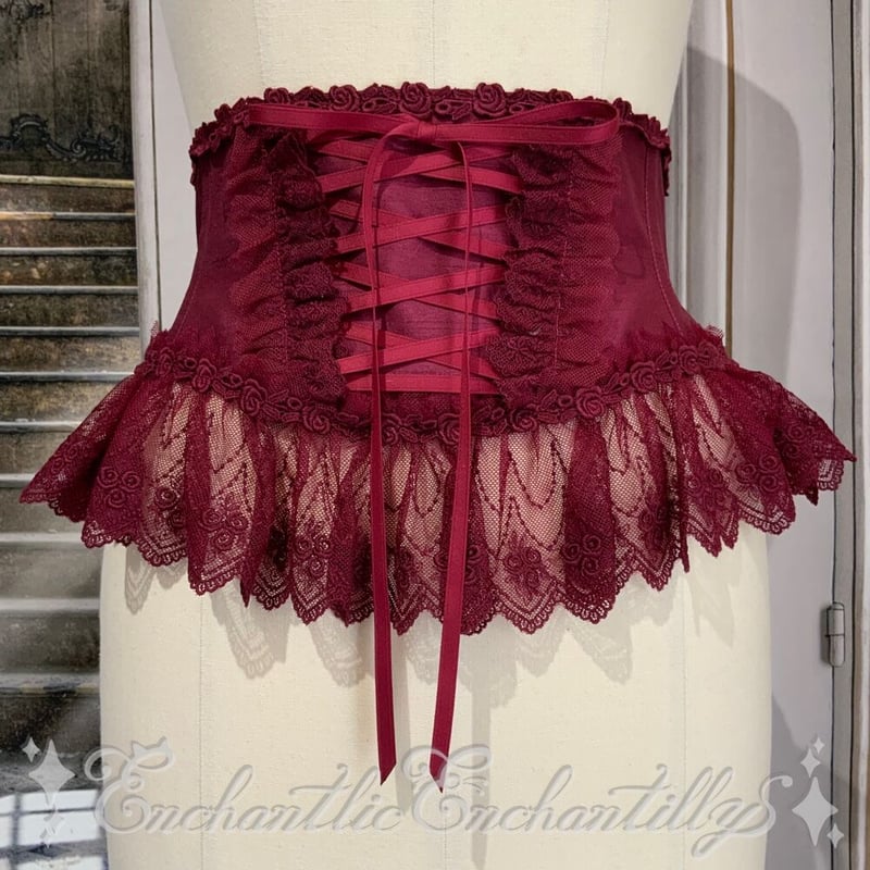 チュールレースリボンコルセット（エンジ×エンジレース） | Enchantlic