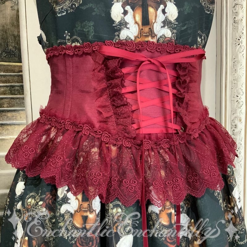 チュールレースリボンコルセット（エンジ×エンジレース） | Enchantlic