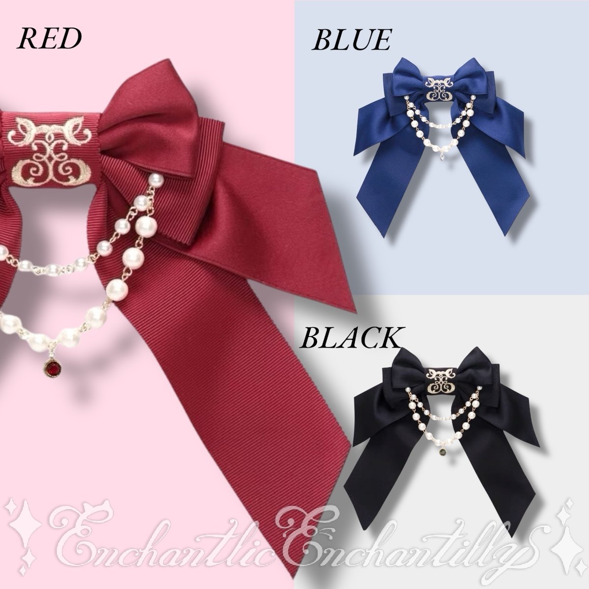 アンシャンテリックアンシャンテリー　パール　リボン　刺繍　ブローチ　白　ホワイト アンシャンテリックアンシャンテリー パール リボン 刺繍