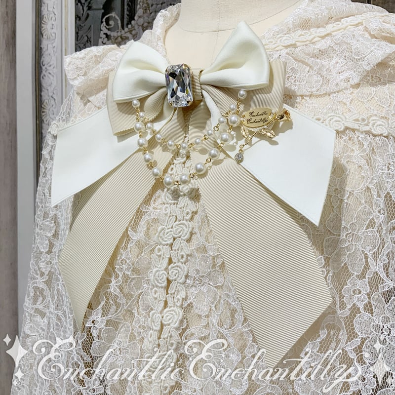 宝石箱パールリボンブローチ (アイボリー×生成) | Enchantlic Enchantil