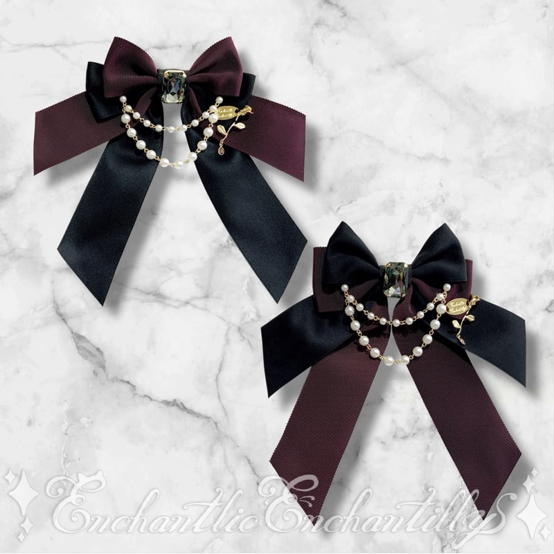 【未使用】Simone Rocha ×  パール装飾リボンブローチ　箱付き Simone Rocha × H&M パール装飾リボンブローチ 箱付き レザー