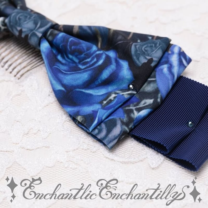 ブルーグリンの薔薇とエリンジウムのジェイドリボンコーム E16:10cm K18 Head Arabesque Eagle｜Horizon Blue Jewelry