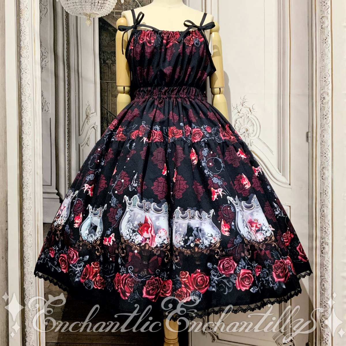 金魚姫の薔薇水庭園JSKセット(黒×赤薔薇)【6点セット】2サイズ展開