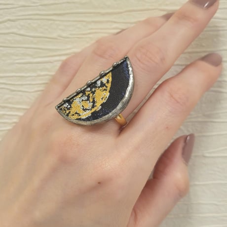 古輝リング　navy×gold