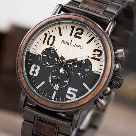 木製腕時計 天然木 メンズ腕時計 ビジネス クロノグラフ BOBO BIRD ボボバード ＊30