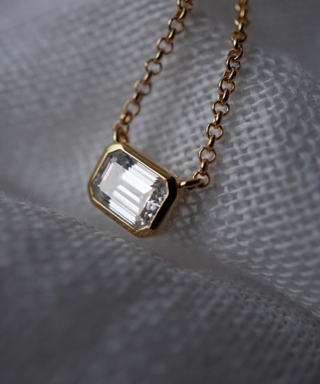 【 Limited 】［ 1 ct  ］ Moissanite necklace - silver（ emerald cut ）
