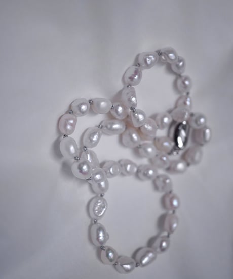 【 Limited 】Riquid pearl necklace - silver knot