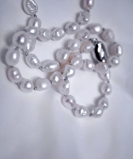 【 Limited 】Riquid pearl necklace - silver knot