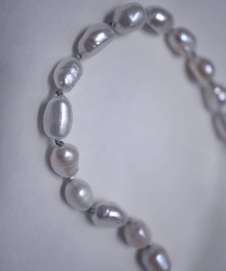 【 Limited 】Riquid pearl necklace - silver knot