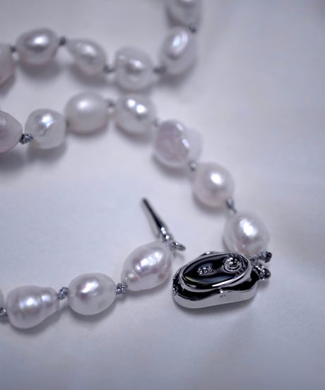 【 Limited 】Riquid pearl necklace - silver knot