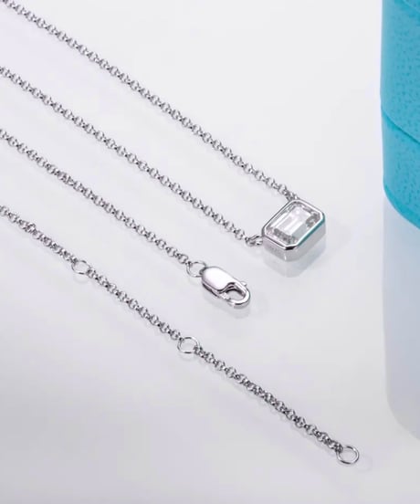 【 Limited 】［ 1 ct  ］ Moissanite necklace - silver（ emerald cut ）