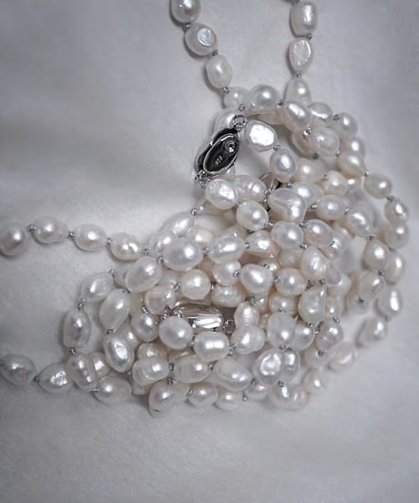 【 Limited 】Riquid pearl necklace - silver knot