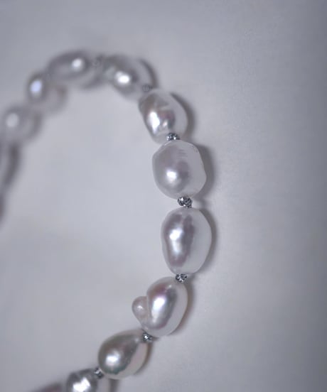 【 Limited 】Riquid pearl necklace - silver knot