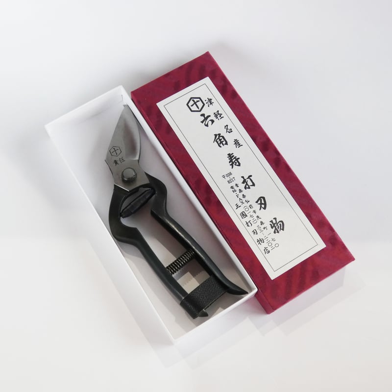 津軽の打刃物】りんご剪定鋏 曲型 黒（大）〈三國打刃物店
