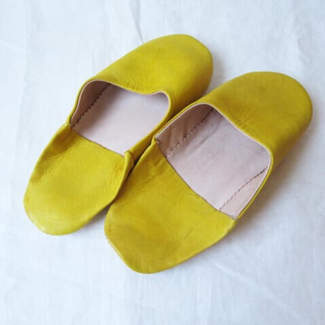 バブーシュ　無地 　黄粉　BABOUCHE made in morocco