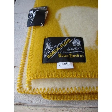 ROROS TWEED / ロロス　ツイード　ブランケット isbjorn YELLOW/ アイスビヨン・イエロー　ハーフ135×100cm（シロクマ柄）