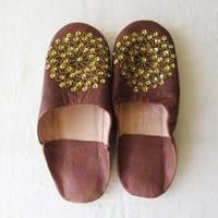 バブーシュ　ビーズスパンコール　３９　薄茶×ゴールド×ゴールド  BABOUCHE made in morocco