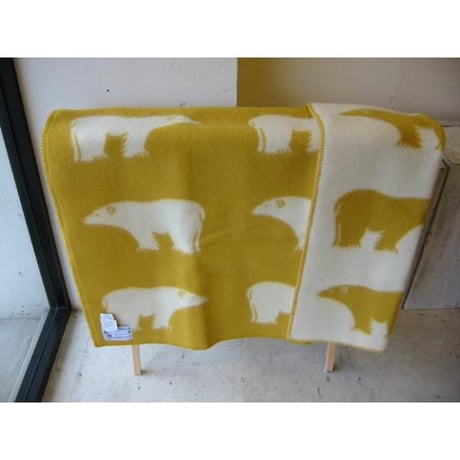 ROROS TWEED / ロロス　ツイード　ブランケット isbjorn YELLOW/ アイスビヨン・イエロー　ハーフ135×100cm（シロクマ柄）