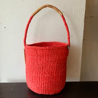 en plus/オンプリュ　サイザルバスケット/SM革巻き１ハンドル　色：レッドオレンジ